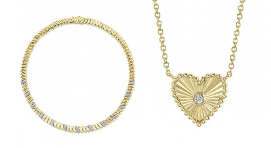 two yellow gold necklaces featuring diamonds by Shy Creation
